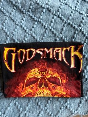 Godsmack Black Band Tee with Fiery Skull Graphic